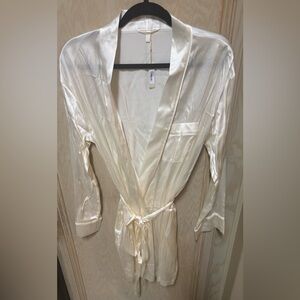 NWT SKIMS Bridal Collection Silk Blend “Mrs" Marble‎ Robe Women’s Size L/XL